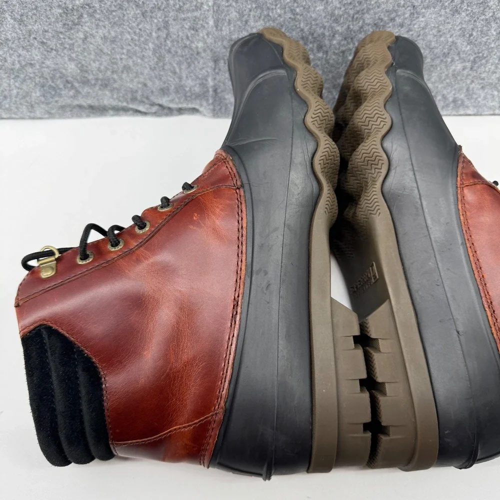 Sperry Avenue Duck Boots Mens 10 Brown Black Waterproof Leather STS10548